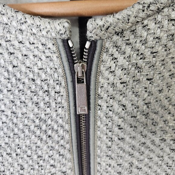 Lafayette 148 New York Kerrington Tweed Jacket Sz M Grey Zipper Front - Picture 7 of 11